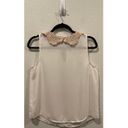 LC Lauren Conrad Antique White Self Tie Collar Sleeveless Blouse Photo 2