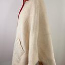 Vintage Women's Max Hurni Cream and Red Wool Coat Cape Poncho Size L Photo 11