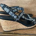 Teva  Arabella Wedge Cork Heeled Sandal Black White Mosaic Size 9 Open Toe Photo 4