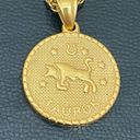 Zodiac 18K Gold plated Taurus  Sign Quarter Coin Pendant 20” Necklace 15.7g Photo 9