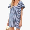 Tuckernuck  Blue Stripe Mini Sullivan Embroidered Canvas Caftan Sun Dres, Size S Photo 0