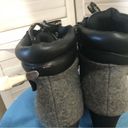 Juicy Couture  gray wool & black vegan leather block heel ankle boots sz 8.5 Photo 6