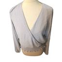 Q&A  light gray Swiss Dot Batwing Sleeve Peplum Blouse size L Photo 1