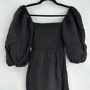 Tuckernuck  Womens Black Linen Annie Smocked Puff Sleeve Mini Dress Size XS Photo 4