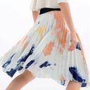 ZARA  Asymmetrical Pleated Midi Skirt Sz. S Water Colors Career Full Skirt Photo 1