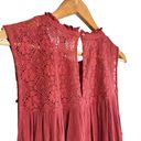 American Eagle  Boho Lace High Neck Sleeveless Top Blouse Rust Red Large Photo 3