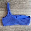 Aerie NEW  Crinkle Scoop One Shoulder Bikini Top Cobalt Blue Size Small Photo 3