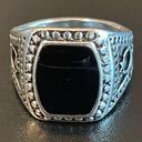 Black obsidian stone S925 stamped silver ring size 9 Photo 0