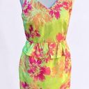 Tahari  GREEN VNECK FLORAL SLEEVELESS LINED COCKTAIL PARTY WEDDING DRESS 6P Photo 0