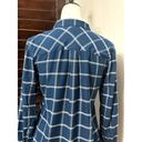 Draper James  Womens Button Up Shirt Blue Plaid Long Sleeve Cuff Round Hem 2 Photo 4