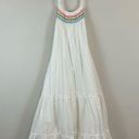 J.Crew  | White Tiered Halter Neck Rainbow Embroidery Midi Dress Size Large Photo 2