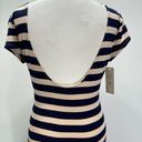 RD Style NEW  Navy & Beige Striped Open Back Cap Sleeve Fitted Maxi Dress Small Photo 8