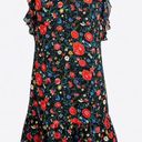 J.Crew Flutter Sleeve Floral Dress Red Black Photo 2