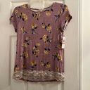 Mason & Belle COPY - Size small purple gold floral flower top shirt blouse lace trim Photo 1