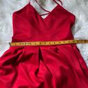 Soprano  Women's V Neck Spaghetti Strap Red Fit to Flare Pleat Dress Size L. Photo 7