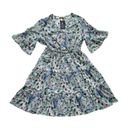 a.n.a -Kaci Dress Lavender Green Floral Flutter Short Sleeve Tiered Boho Small Photo 7