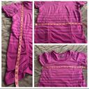 Athleta  Fastest Track Ruched Stripe Tshirt Short Sleeve Pinkish Purple M Photo 8