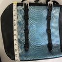 Aimee Kestenberg  Handbag Women Black/Blue Snake Skin Leather Purse Shoulder Bag Photo 12