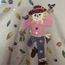 Hanes Vintage 90s Dated Autumn Fall Scarecrow Sweater Scallop XL  3D Patchwork Photo 4