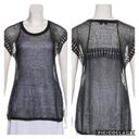 IRO  Mesh Sheer Short Sleeve Linen Scoop Neck Manuela Top Black Size XS Photo 5