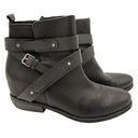 joe's jeans Joe’s Black Leather Strappy Buckle Wedge Heel Booties Boots Size 8 Photo 0