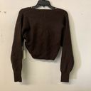 Good American  Womens Brown Chocolate Rib Lace-up Long Sleeves Sweater Photo 2