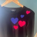 DKNY  Black Heart Print Valentines Day Crew Neck Sweater Photo 5