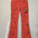 Antik Denim  VTG Y2K Coral Embroidered Corduroy Low Rise Flares Pants Photo 0