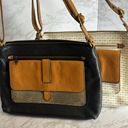  Kinley Crossbody Bag Purse in White and Camel Fossil Cow Hide and black Photo 12