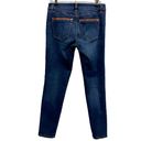 White House | Black Market  Denim Brown Leather Accent Zip Ankle Blue Jeans Size 0 Photo 5