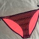 Topshop  Black Fishnet Crochet Neon Orange Side Tie Bikini Bottoms Size 12 Large Photo 0