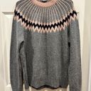 Jason Wu Grey  Gray and Pink Handknit Yoke Merino Blend Sweater size Large Photo 2