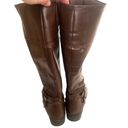 AZ Denver Faux Leather Brown Calf Heeled Zippered Womens High Fashion Boots 8M Size 8 Photo 6