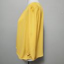 Ny&co 7th Ave NY& Yellow Ruched Crew Neck Button Back ¾ Sleeve Blouse Size Medium Photo 2