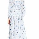 NWT Rare!! Lela Rose White Blue Floral Voile Full Sleeve V neck Midi Dress 10 Photo 6