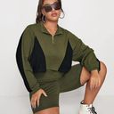 SheIn Plus Two Tone Zip Half Placket Sweatshirt and Biker Shorts Set Photo 0