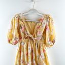 Abercrombie & Fitch  Puff Short Sleeve Floral Tie Front Mini Dress Yellow XS Photo 3