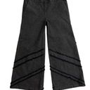 Symphony + Note Charcoal Gray Cotton Wide Leg Trouser Pants Fringe Accent Size S Photo 0