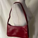 Vintage Y2K Leather Baguette Bag Purse Zip Closure Minimalist Cherry Red Photo 6