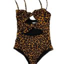 Beach Riot  Mia One Piece Swimsuit Brown Leopard Knot Ties Cutout NWOT Xsmall Photo 1