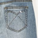 Cache  Size 4 Capri Jeans Cropped Light Blue Rhinestones Cuffed Pockets 1075 Photo 3