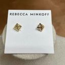 Rebecca Minkoff NWT  Minimalist Geometric Gold Tone Square Stud w/ Push‎ Backs Photo 0