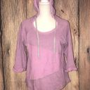 Andrew Marc MARC NEW YORK  PERFORMANCE SMALL SCOOP NECK PURPLE HOODIE Photo 3