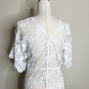 Edge UNBRANDED | Floral Lace Kimono Sleeve Cover Up White Scalloped  Tie Waist OS Photo 7