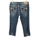 Silver Jeans  Capri Womens 28 Blue Aiko Embroidered Pocket Low Rise Denim Stretch Photo 3