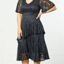 Onyx NEW Kiyonna Lace Affair Ruffle Flounce Midi Cocktail Dress in  Size XL Photo 5