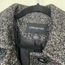 London Fog  Black & White Wool Blend Herringbone Tweed Button Coat ~ Women’s Sz M Photo 4