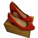 Talbots  Red Suede Shoes 2.5” Heeled Slip Ons Made In Brazil size 8B Photo 0