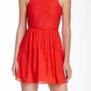 Socialite Red Eyelet Chiffon Skater Sleeveless Dress - Size Medium Photo 1