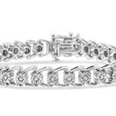 Brilliance NIB Haus of  .925 Silver 1/2 Cttw Diamond Swoosh 7" Tennis Bracelet Photo 3